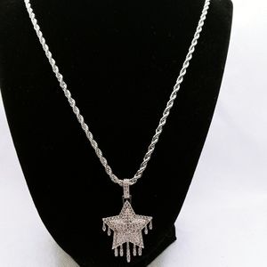 14kt white gold filled rope with iced star drip